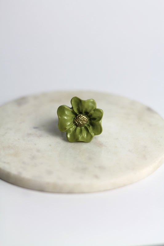 Flower Power ring - Fireweed - Olive green