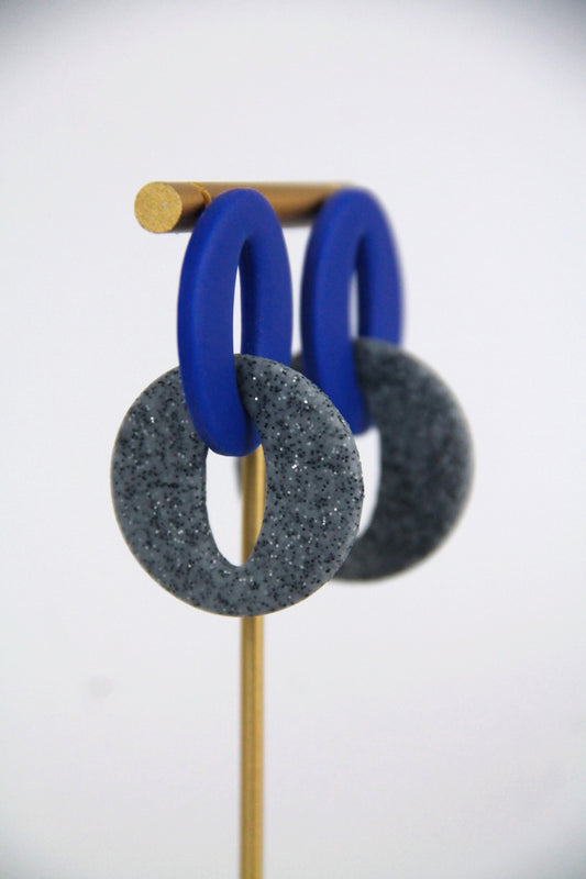 COSMOPOLITAN earrings - Blue & Speckled grey