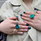 Flower Power ring - Buttercup - Turquoise blue