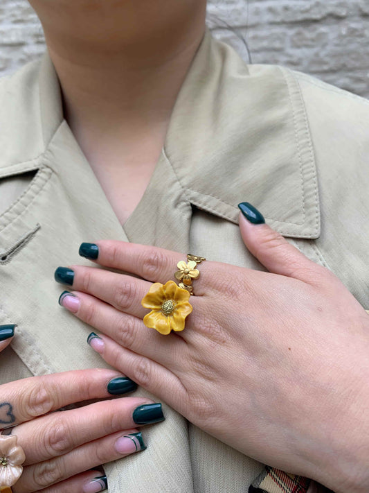 Flower Power ring - Fireweed - Yellow