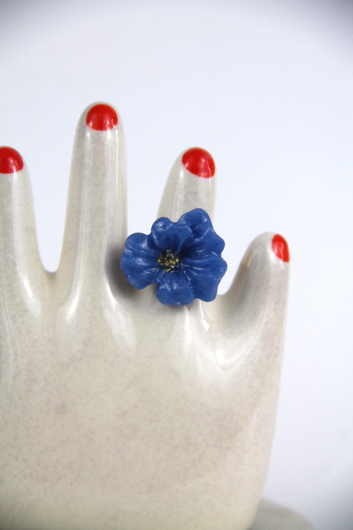 Flower Power ring - Buttercup - Pearly blue