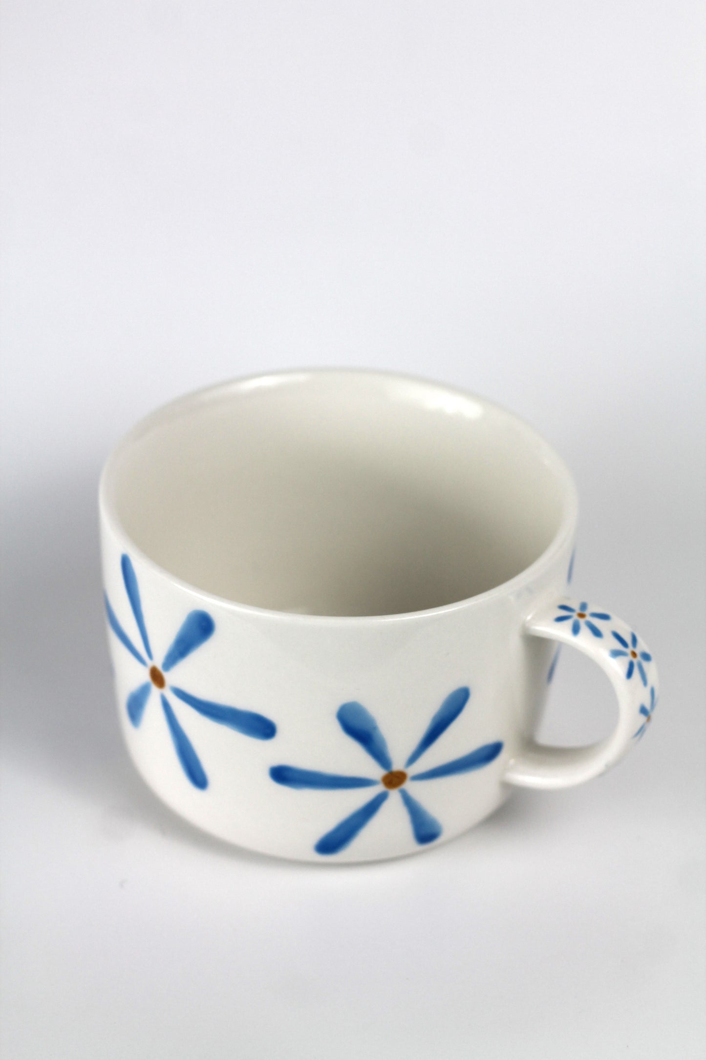 Porcelain FLOWER cappuccino mug - Blue