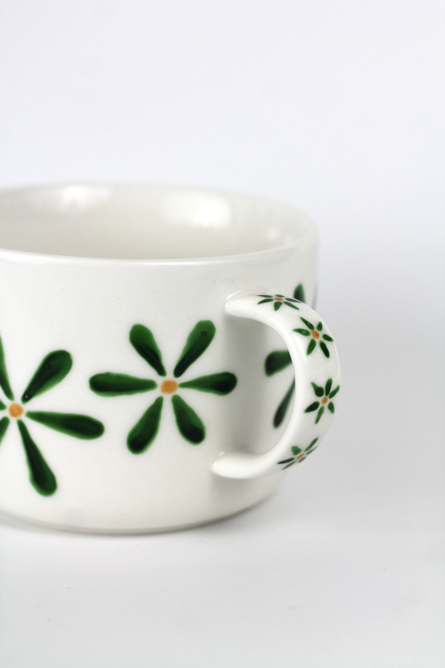 Porcelain FLOWER cappuccino mug - Green