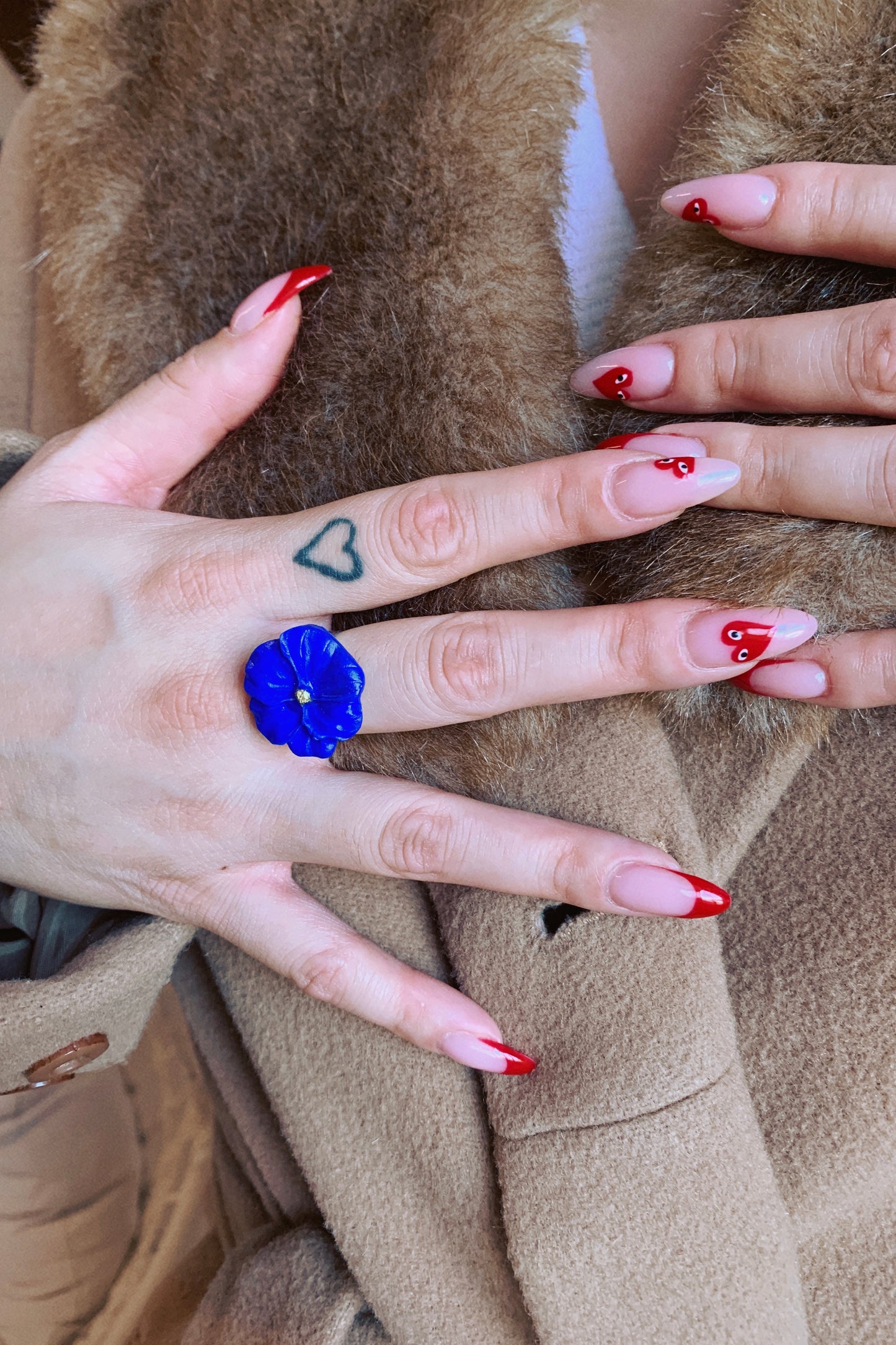 Flower Power ring - Poppy - Royal blue